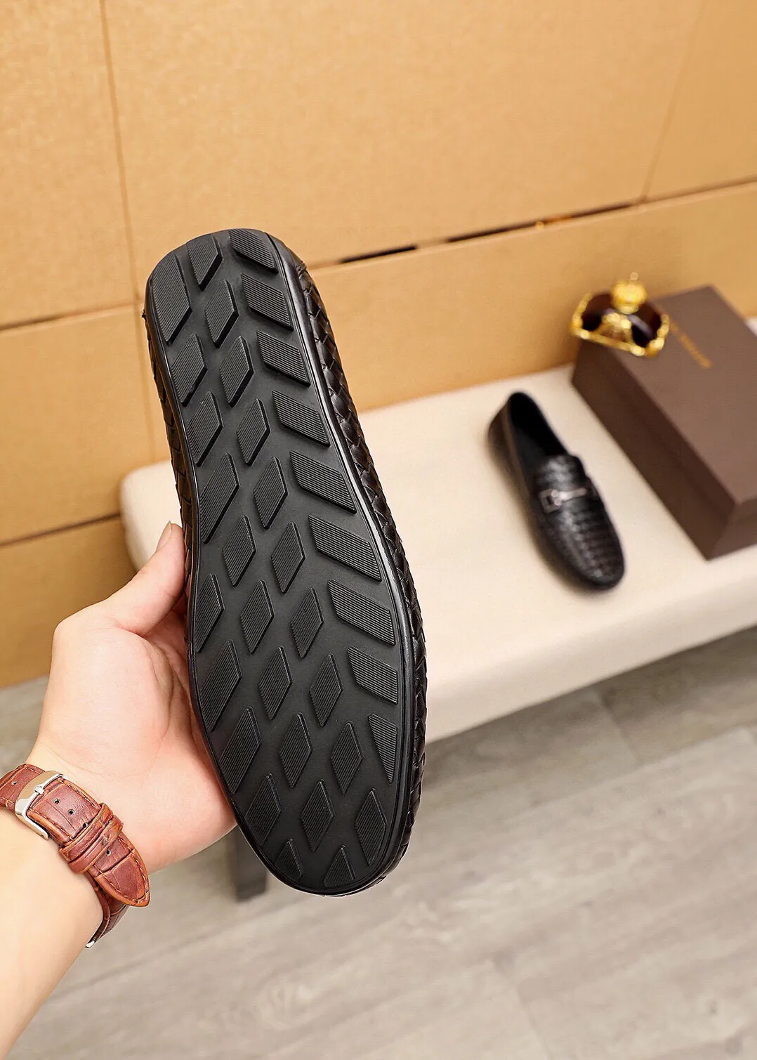 Men's men's shoes 💰500 💐 BV men's slip-on shoes® [BOTTEGA VENETA] official website counter new model, one-to-one mold opening ⚠Italian calfskin purely hand-woven ➕cow 🐂 leather lining. Driving slip-ons, available at counters, sizes 38～44 (45🉑️customized)